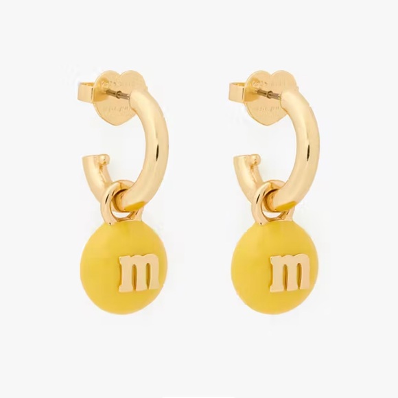 $68 Kate Spade M&M’s Charm Huggies yellow - Picture 1 of 7
